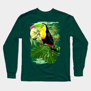 Toucan in Green Amazonia Rainforest Long Sleeve T-Shirt